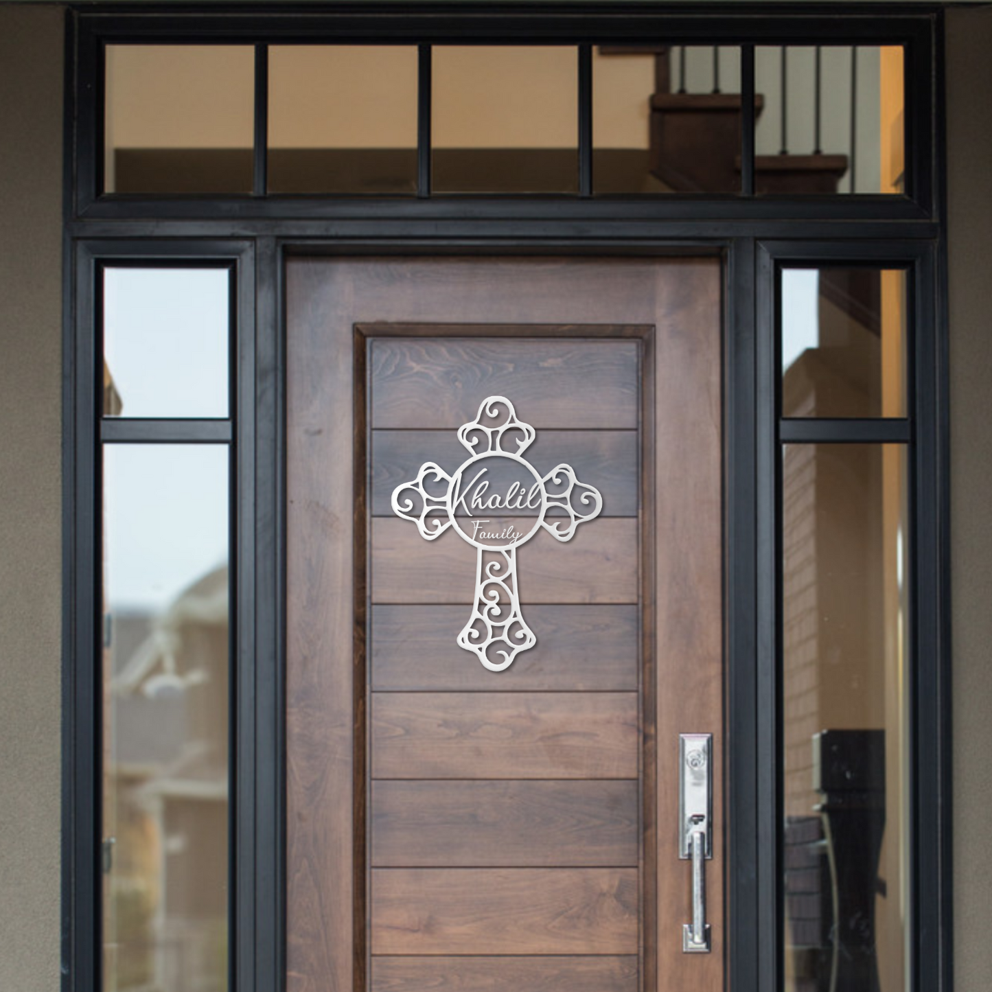 metallic cross sign