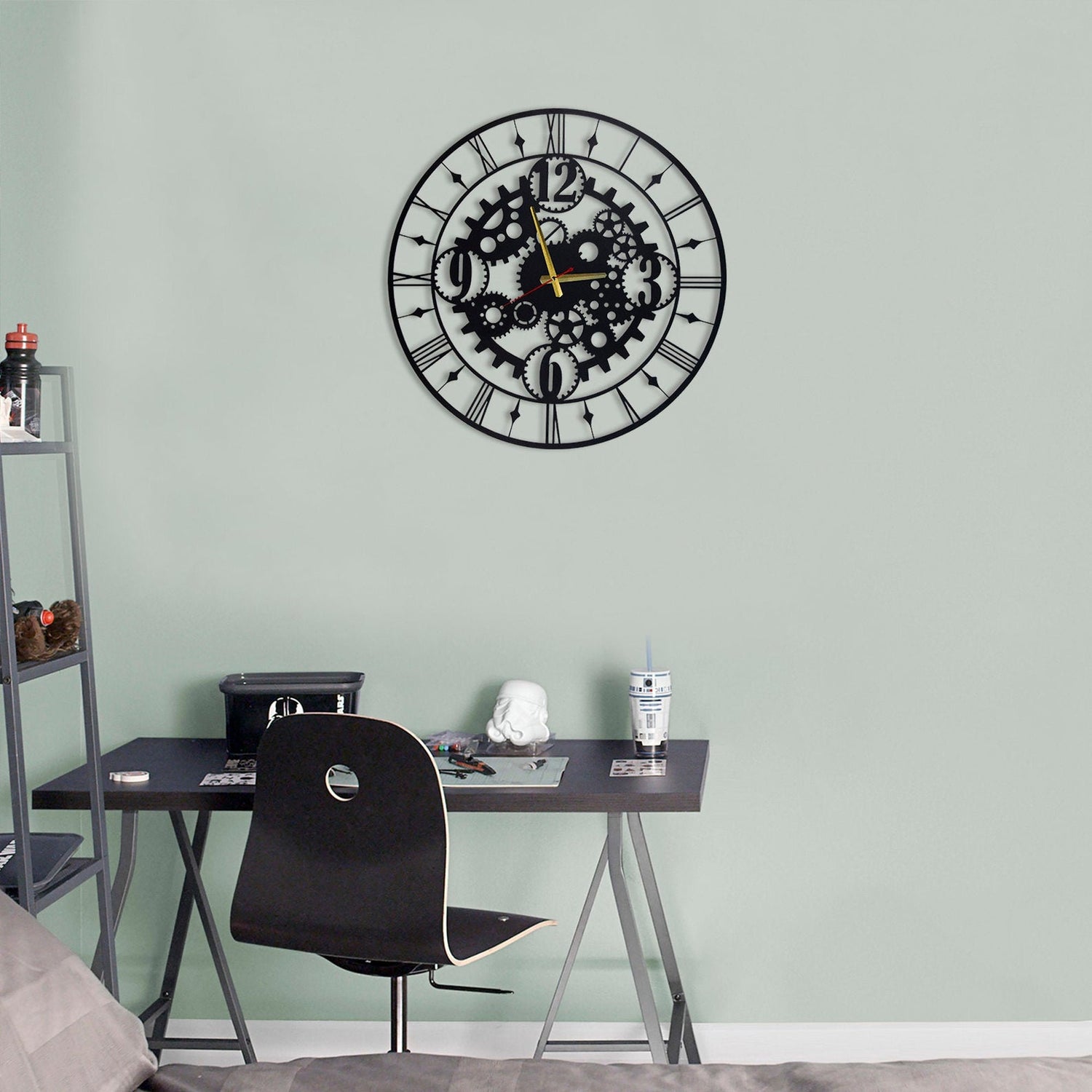 rod metal wall clock