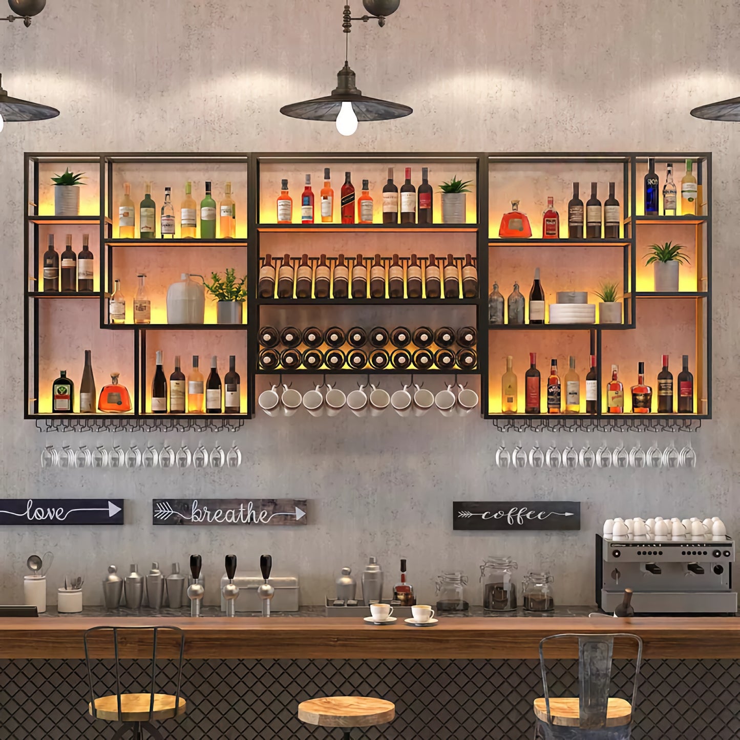 Fancy Bar Rack Ranchero XL Wall-Mounted Bar Wine Rack